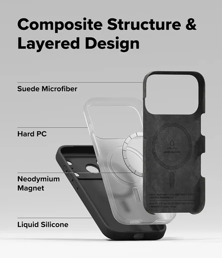 Ringke Silicone Magnetic Apple iPhone 18 Pro Max Hoesje MagSafe Back Cover Zwart afbeelding 10
