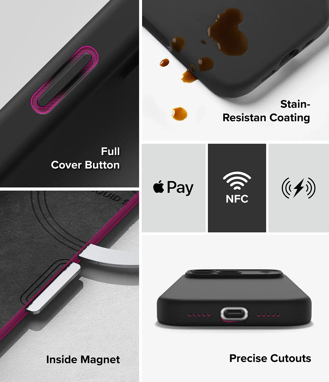 Ringke Silicone Magnetic Apple iPhone 18 Pro Max Hoesje MagSafe Back Cover Zwart afbeelding 8