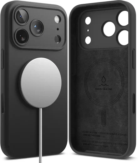 Ringke Silicone Magnetic Apple iPhone 18 Pro Max Hoesje MagSafe Back Cover Zwart afbeelding 1