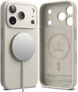 Ringke Silicone Magnetic Apple iPhone 18 Pro Max Hoesje MagSafe Back Cover Beige