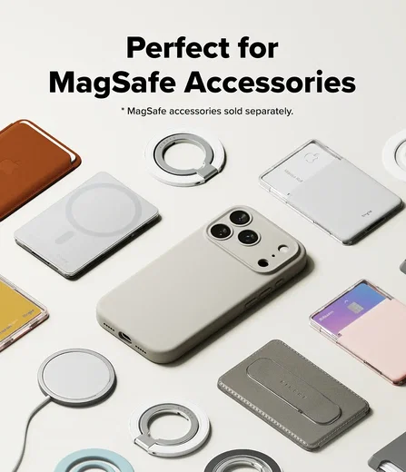 Ringke Silicone Magnetic Apple iPhone 18 Pro Max Hoesje MagSafe Back Cover Beige afbeelding 9