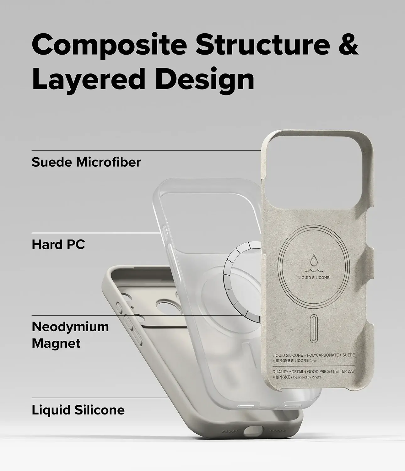 Ringke Silicone Magnetic Apple iPhone 18 Pro Max Hoesje MagSafe Back Cover Beige afbeelding 10