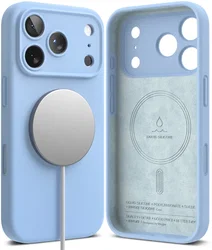 Ringke Silicone Magnetic Apple iPhone 18 Pro Max Hoesje MagSafe Back Cover Blauw afbeelding