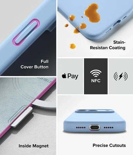 Ringke Silicone Magnetic Apple iPhone 18 Pro Max Hoesje MagSafe Back Cover Blauw afbeelding 7