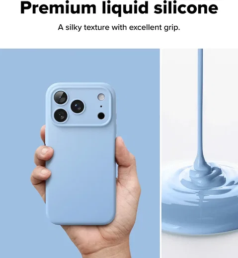 Ringke Silicone Magnetic Apple iPhone 18 Pro Max Hoesje MagSafe Back Cover Blauw afbeelding 8