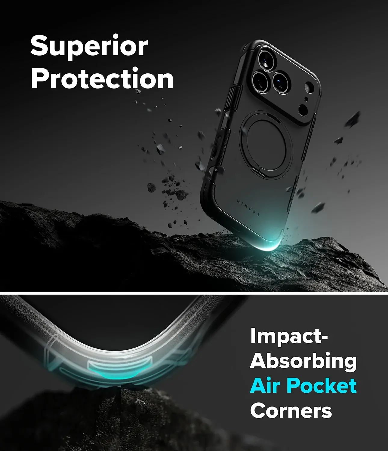 Ringke Alles iPhone 18 Pro Max / 17 Pro Max Hoesje 360° MagSafe Standaard Zwart afbeelding 8