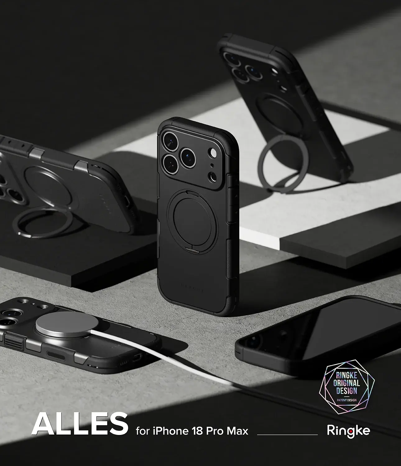 Ringke Alles iPhone 18 Pro Max / 17 Pro Max Hoesje 360° MagSafe Standaard Grijs afbeelding 2