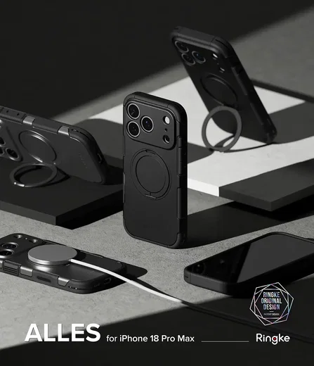 Ringke Alles iPhone 18 Pro Max / 17 Pro Max Hoesje 360° MagSafe Standaard Grijs afbeelding 2