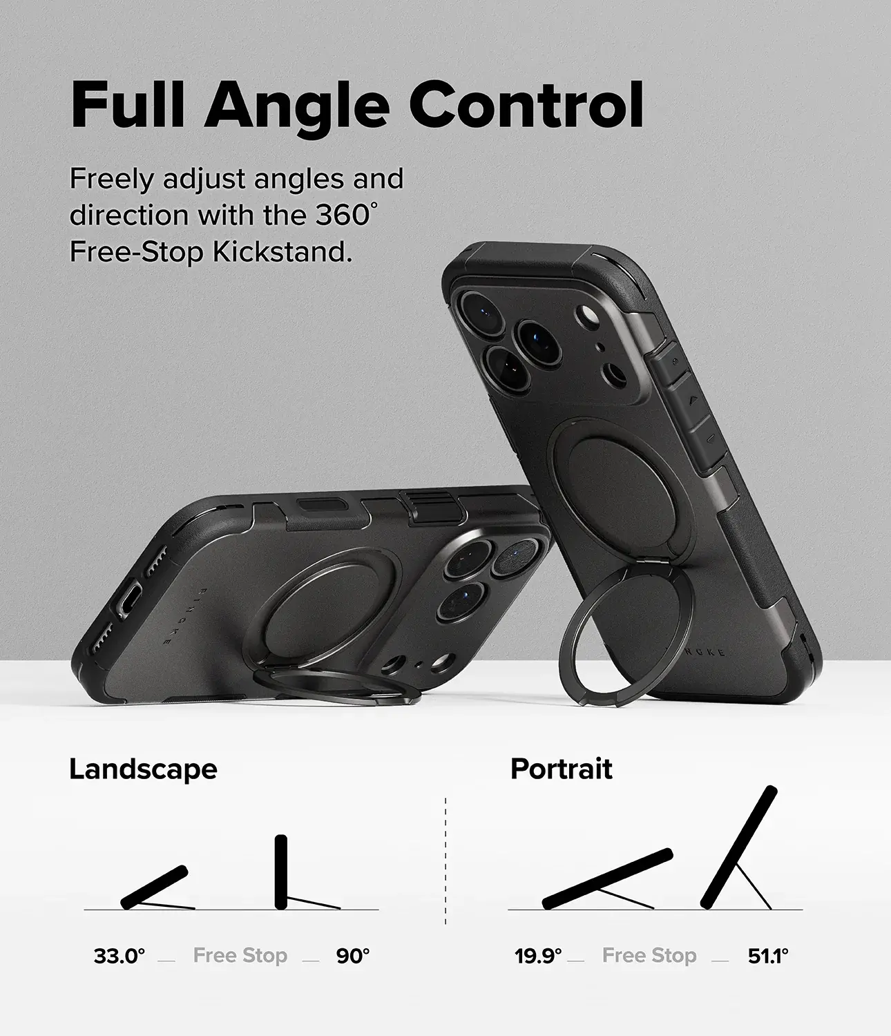 Ringke Alles iPhone 18 Pro Max / 17 Pro Max Hoesje 360° MagSafe Standaard Grijs afbeelding 6