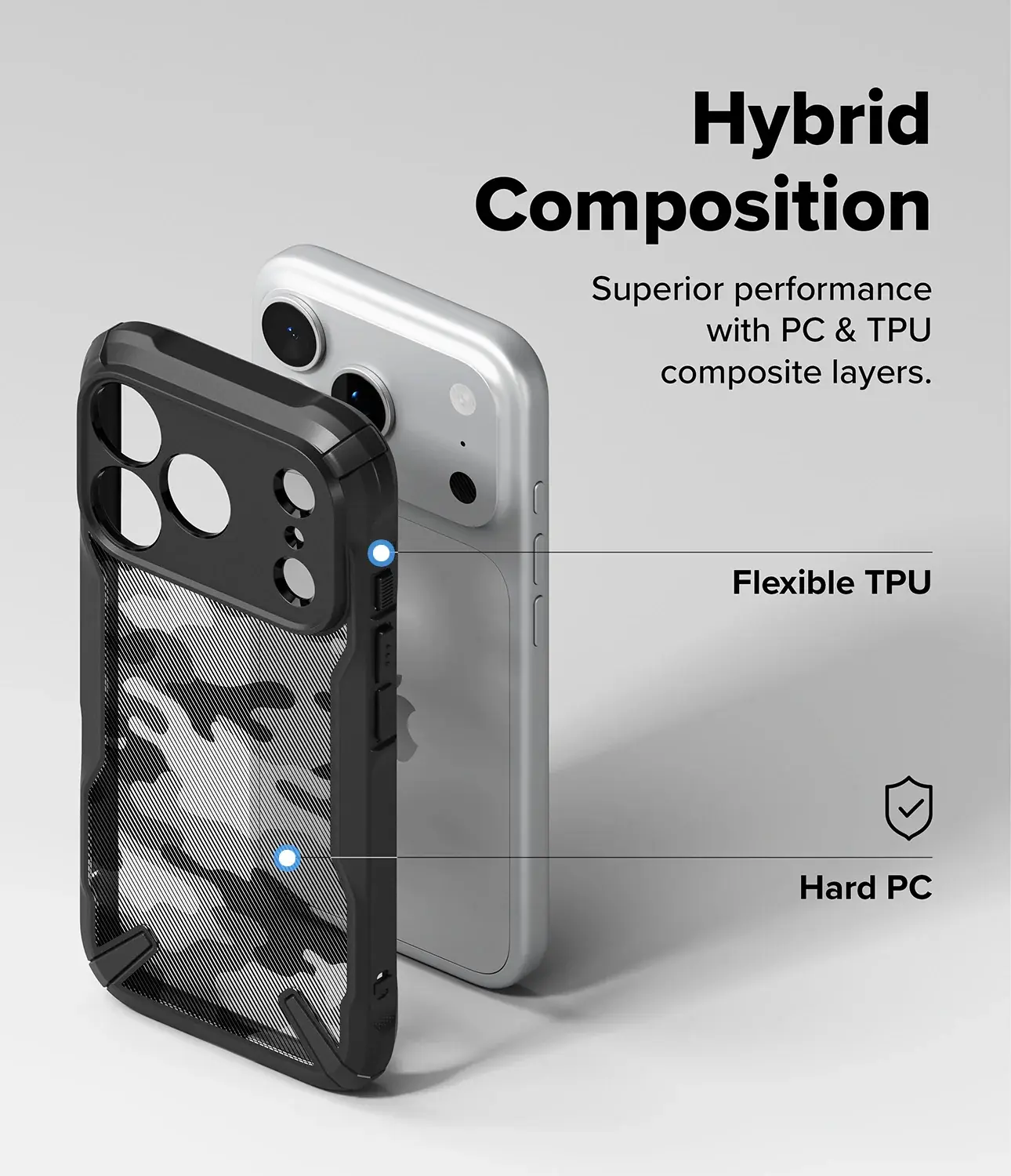 Ringke Fusion X Apple iPhone 18 Pro / 17 Pro Hoesje Back Cover Camo Zwart afbeelding 9
