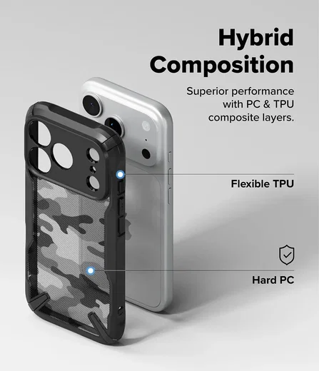Ringke Fusion X Apple iPhone 18 Pro / 17 Pro Hoesje Back Cover Camo Zwart afbeelding 9