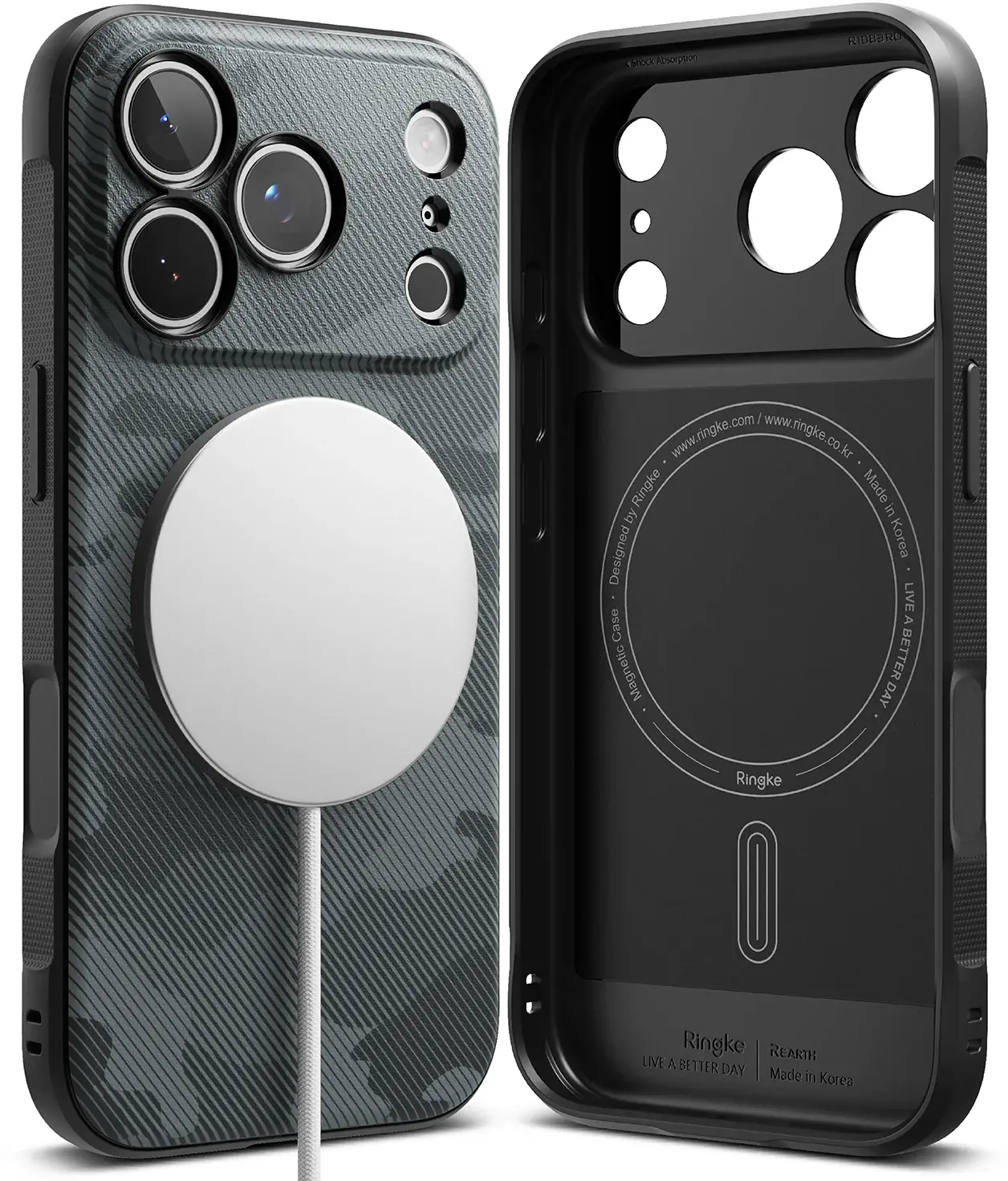Ringke Onyx Magnetic Apple iPhone 18 Pro / 17 Pro Hoesje MagSafe Camo Zwart afbeelding 1
