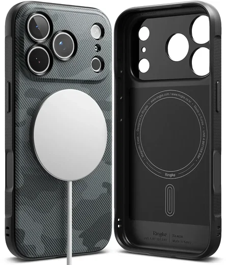 Ringke Onyx Magnetic Apple iPhone 18 Pro / 17 Pro Hoesje MagSafe Camo Zwart afbeelding 1