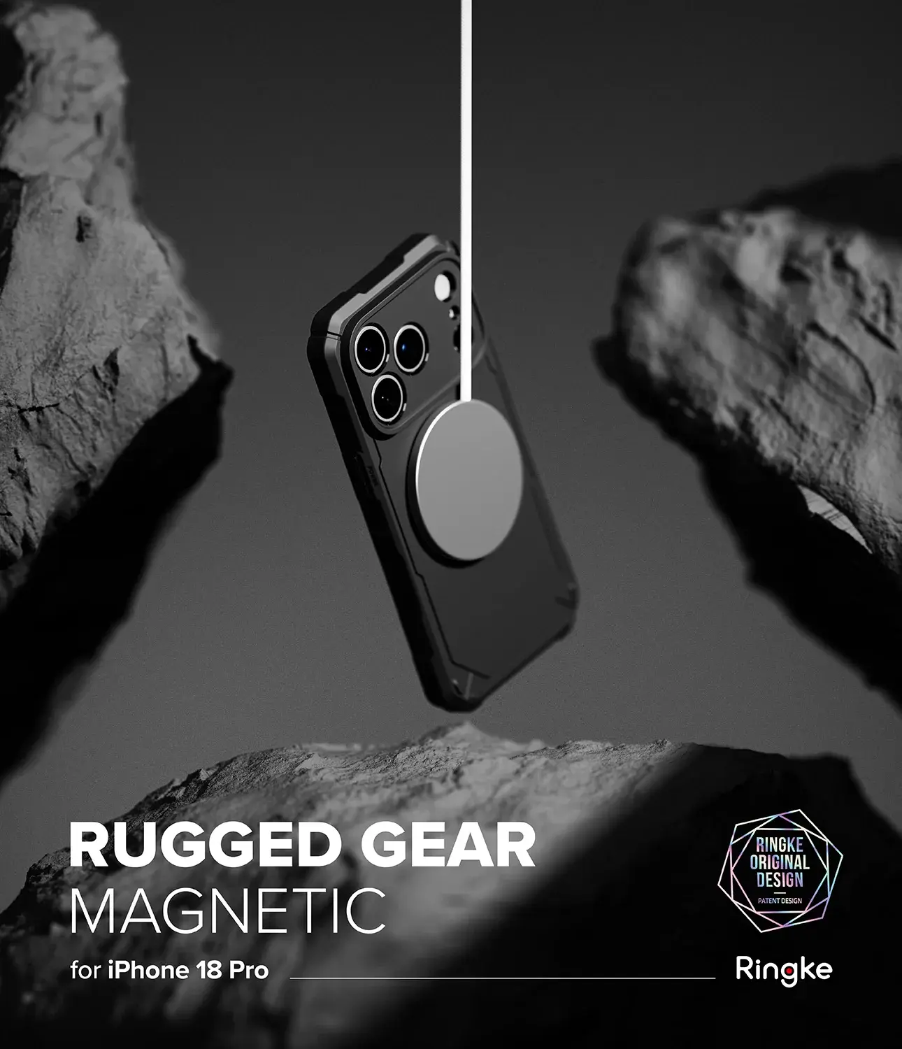 Ringke Rugged Gear Magnetic iPhone 18 pro / 17 Pro Hoesje MagSafe Zwart afbeelding 2