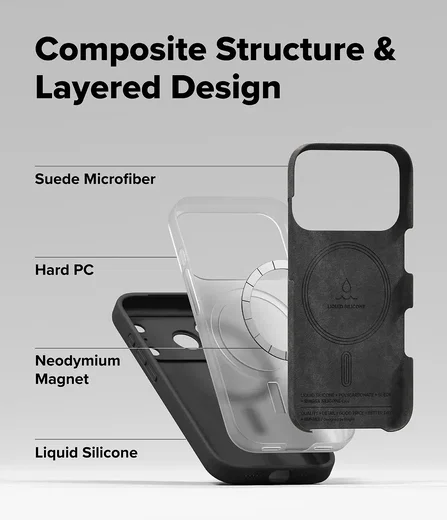 Ringke Silicone Magnetic Apple iPhone 18 Pro Hoesje MagSafe Back Cover Zwart afbeelding 8