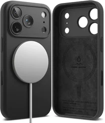 Ringke Silicone Magnetic Apple iPhone 18 Pro Hoesje MagSafe Back Cover Zwart afbeelding