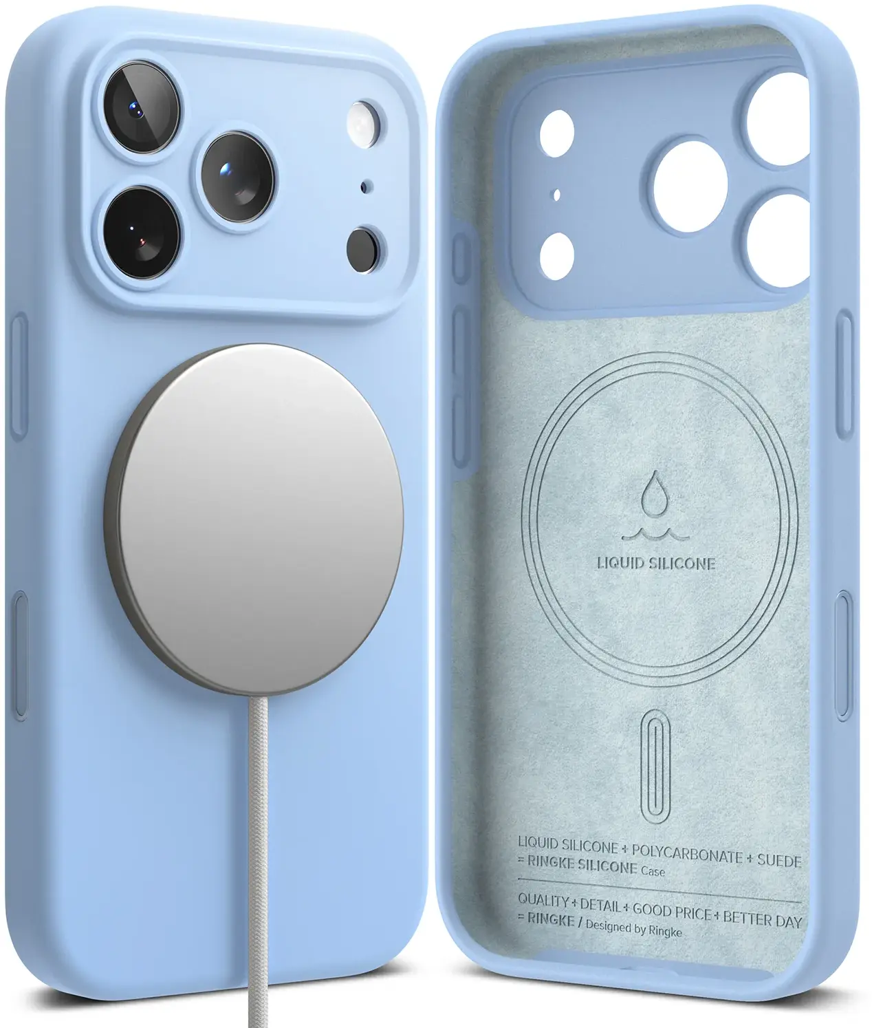 Ringke Silicone Magnetic Apple iPhone 18 Pro Hoesje MagSafe Back Cover Blauw afbeelding 1