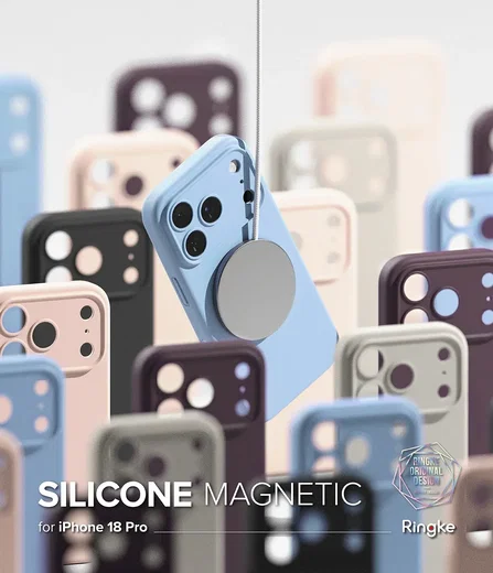 Ringke Silicone Magnetic Apple iPhone 18 Pro Hoesje MagSafe Back Cover Rood afbeelding 2