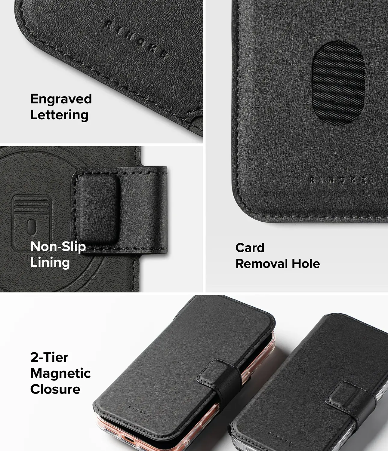 Ringke Folio Grip Wallet Magnetic Apple iPhone 18 pro / 17 Pro Hoesje Zwart afbeelding 10
