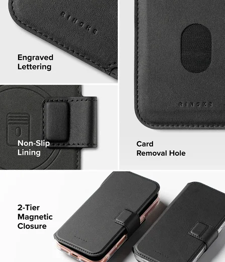 Ringke Folio Grip Wallet Magnetic Apple iPhone 18 pro / 17 Pro Hoesje Zwart afbeelding 10