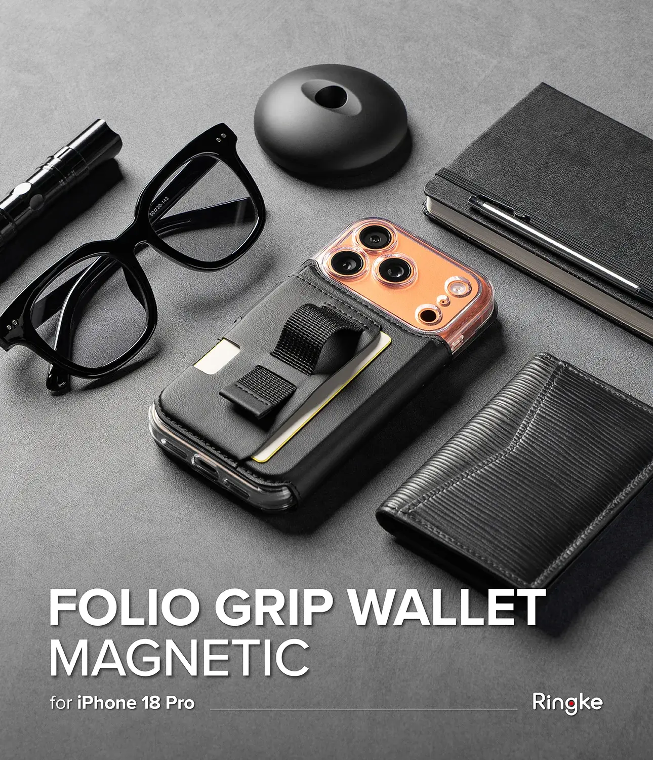 Ringke Folio Grip Wallet Magnetic Apple iPhone 18 pro / 17 Pro Hoesje Zwart afbeelding 2