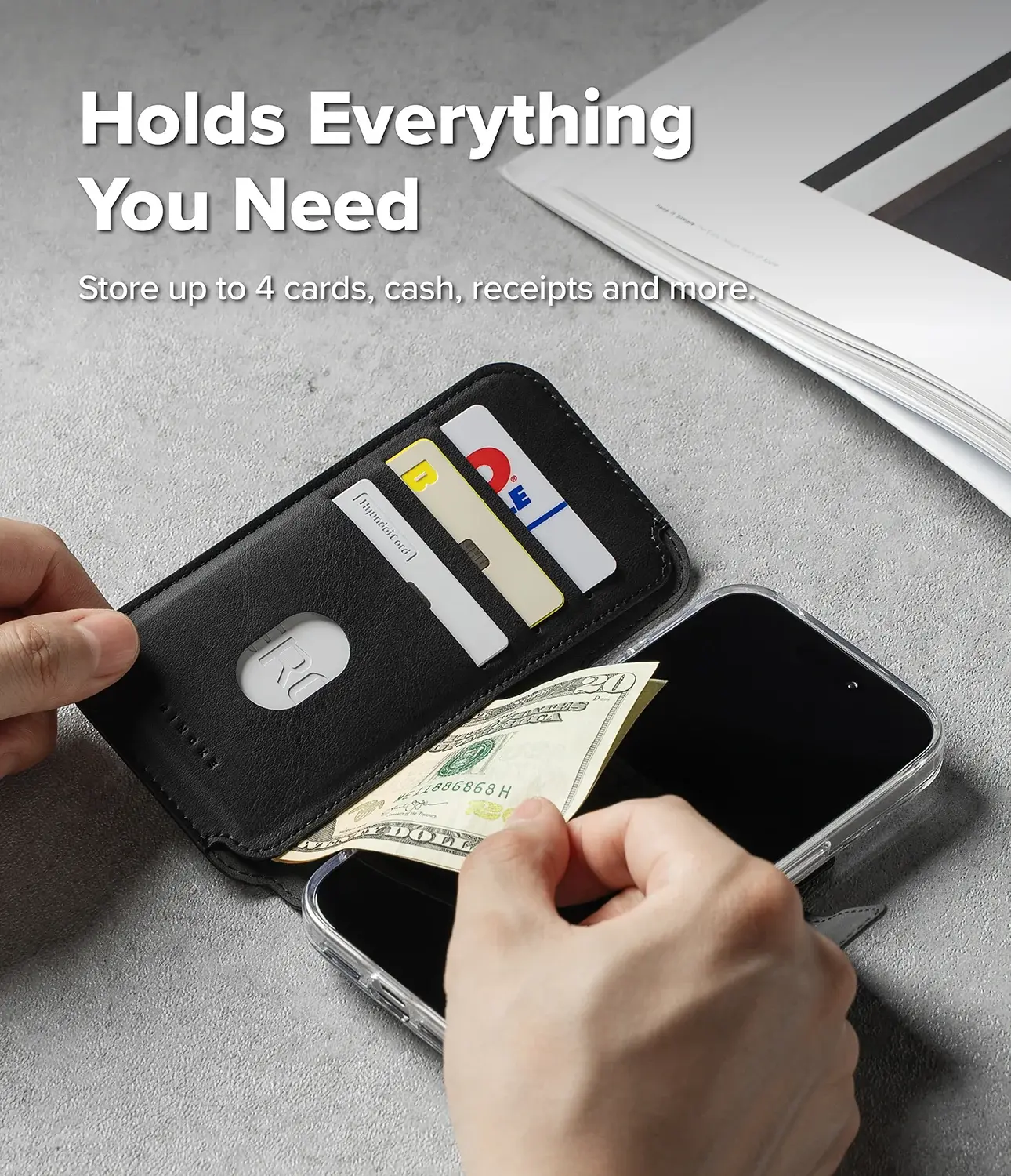 Ringke Folio Grip Wallet Magnetic Apple iPhone 18 pro / 17 Pro Hoesje Zwart afbeelding 5