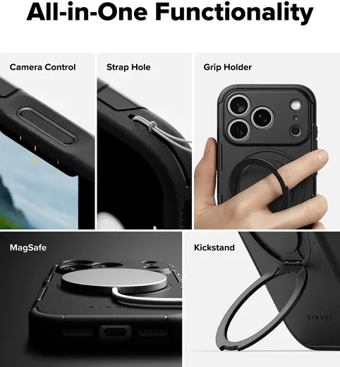 Ringke Alles Apple iPhone 18 Pro / 17 Pro Hoesje 360° MagSafe Standaard Zwart afbeelding 3