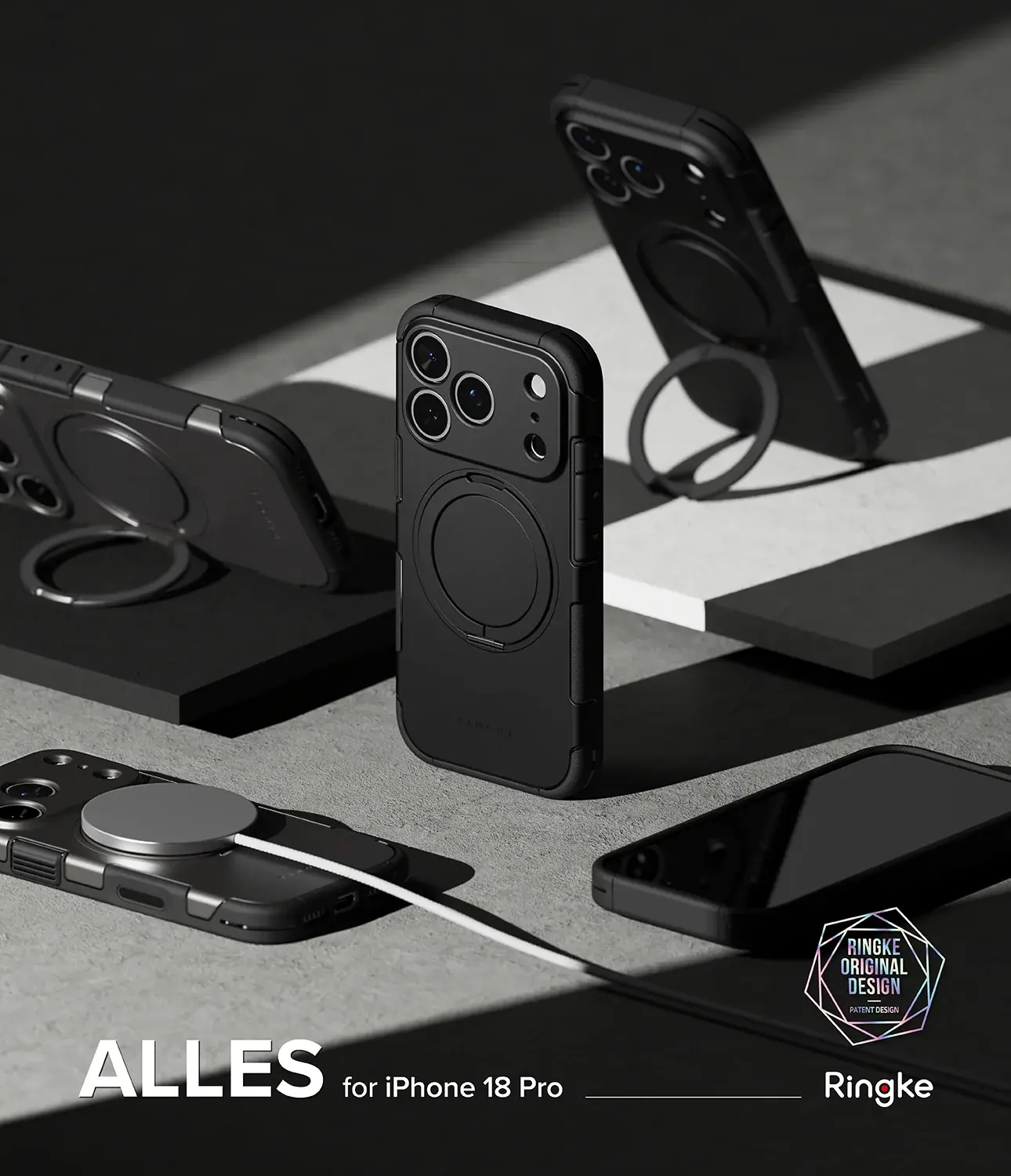 Ringke Alles Apple iPhone 18 Pro / 17 Pro Hoesje 360° MagSafe Standaard Grijs afbeelding 2