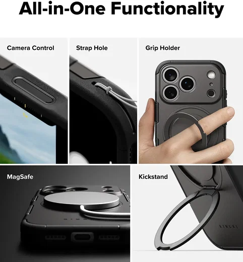 Ringke Alles Apple iPhone 18 Pro / 17 Pro Hoesje 360° MagSafe Standaard Grijs afbeelding 3