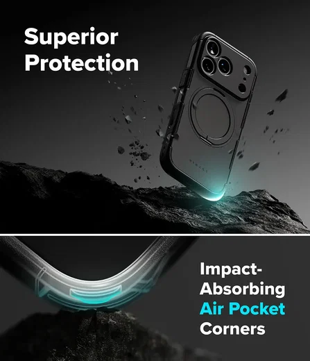 Ringke Alles Apple iPhone 18 Pro / 17 Pro Hoesje 360° MagSafe Standaard Grijs afbeelding 9