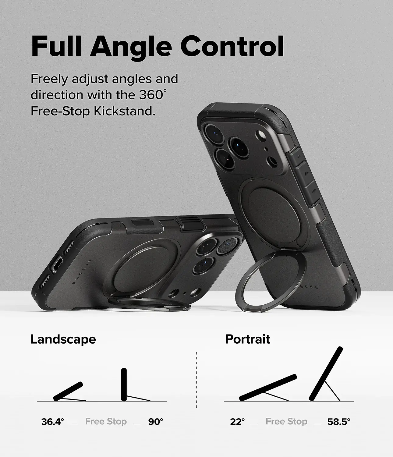 Ringke Alles Apple iPhone 18 Pro / 17 Pro Hoesje 360° MagSafe Standaard Grijs afbeelding 6