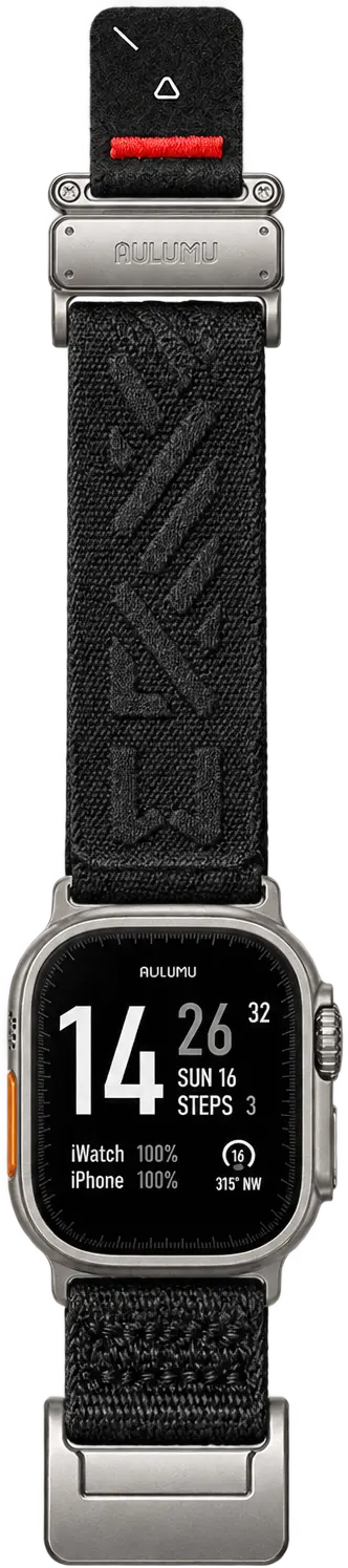 AULUMU Magnetisch Apple Watch Bandje 49/46/45/44/42MM Structuur Titanium Zwart afbeelding 3