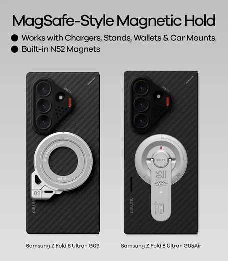 AULUMU Ultra-Slim Samsung Galaxy Fold 8 Ultra Hoesje Aramid Fiber MagSafe Zwart afbeelding 7