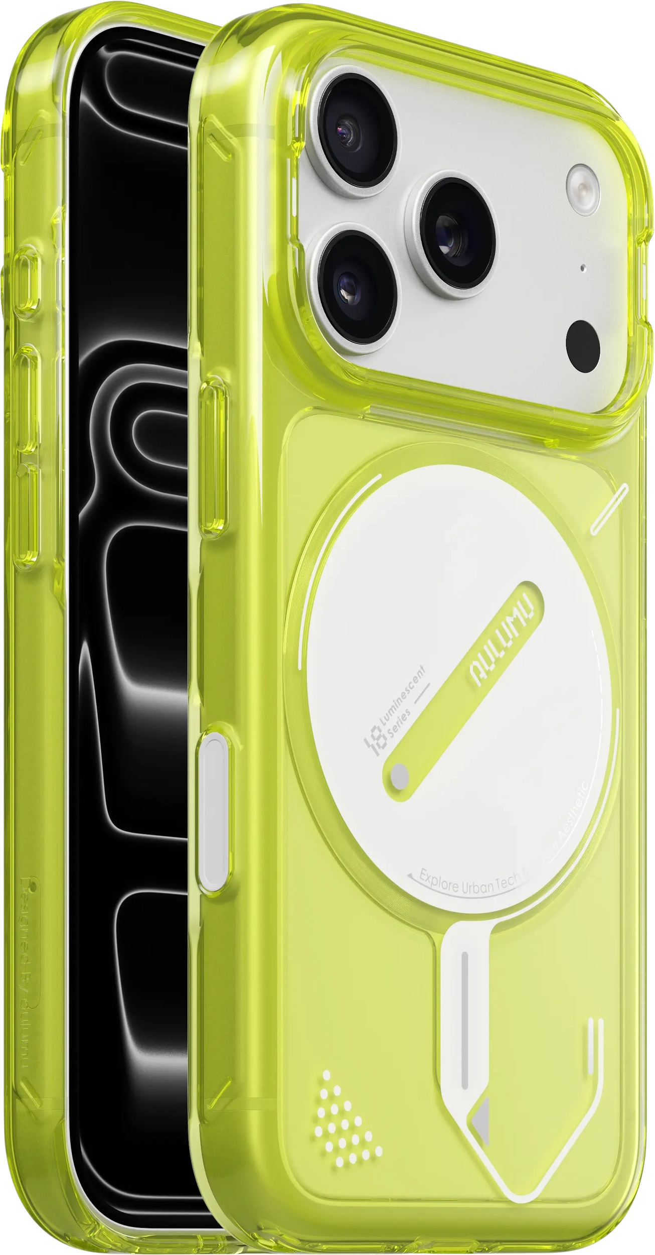 AULUMU Apple iPhone 18 Pro Hoesje MagSafe Back Cover Transparant Geel afbeelding 1