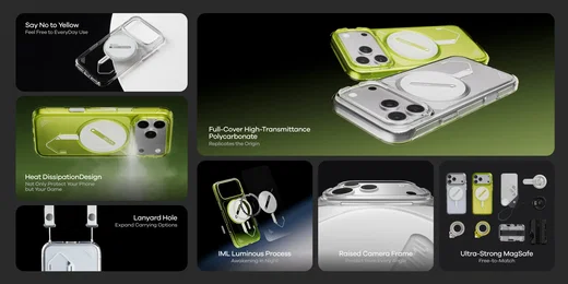AULUMU Apple iPhone 18 Pro Hoesje MagSafe Back Cover Transparant Geel afbeelding 3