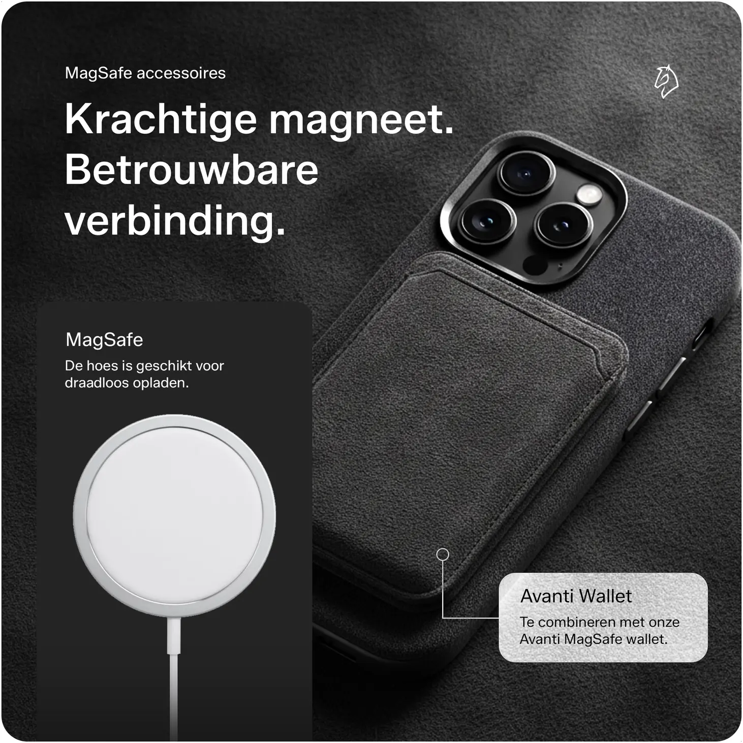 Rosso Avanti iPhone 18 Pro Hoesje Alcantara MagSafe Back Cover Grijs afbeelding 5