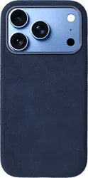 Rosso Avanti iPhone 18 Pro Hoesje Alcantara MagSafe Back Cover Blauw afbeelding