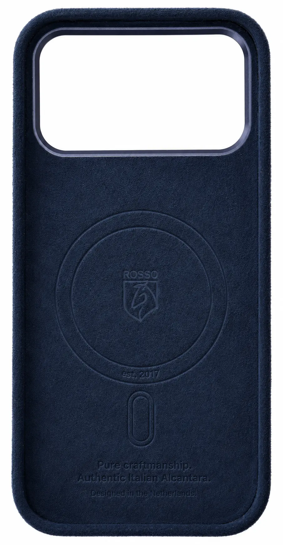 Rosso Avanti iPhone 18 Pro Hoesje Alcantara MagSafe Back Cover Blauw afbeelding 9