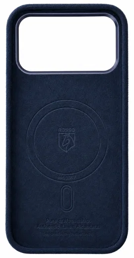 Rosso Avanti iPhone 18 Pro Hoesje Alcantara MagSafe Back Cover Blauw afbeelding 9