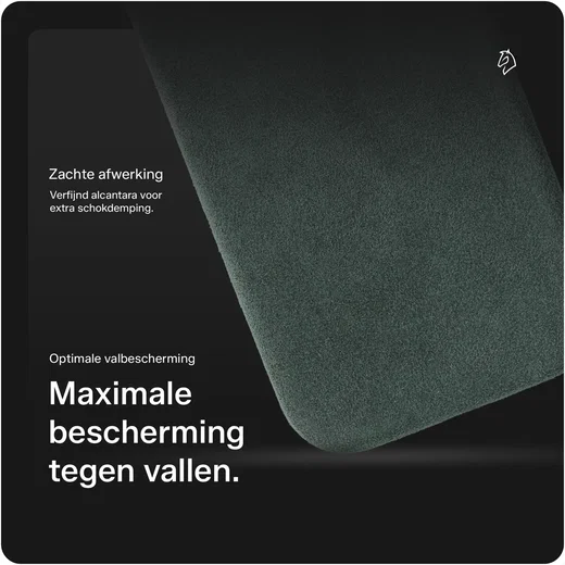 Rosso Avanti iPhone 18 Pro Hoesje Alcantara MagSafe Back Cover Groen afbeelding 4