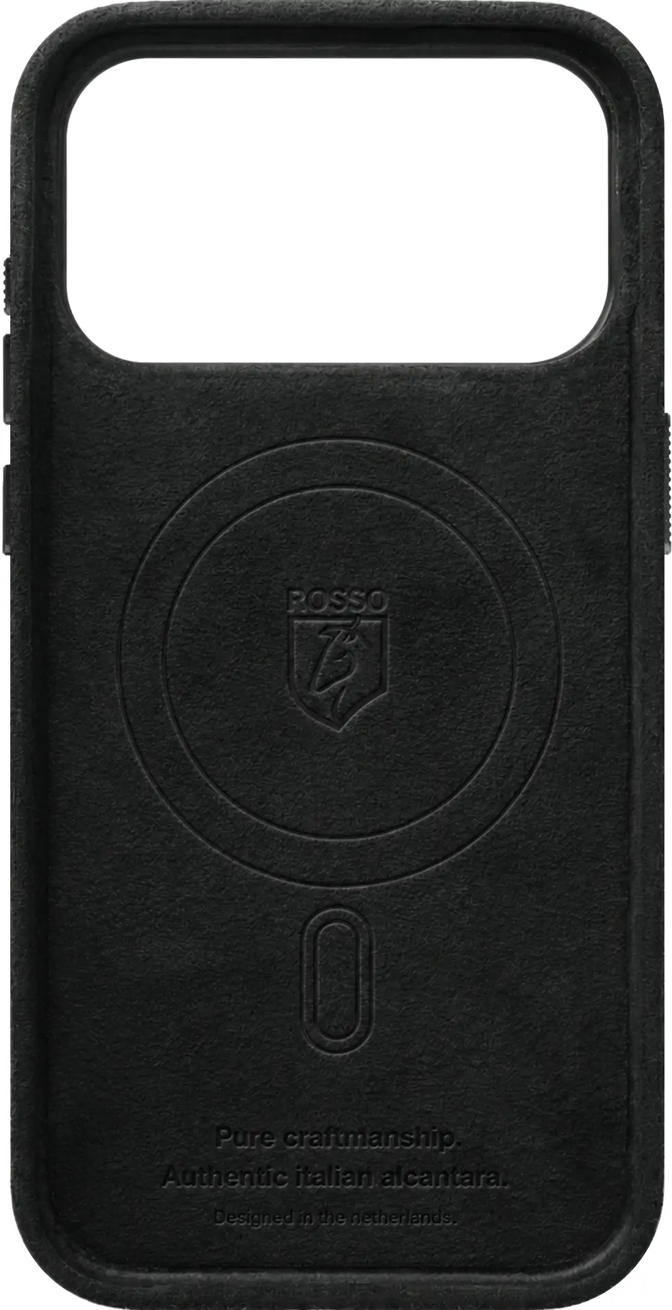 Rosso Avanti iPhone 18 Pro Hoesje Alcantara MagSafe Back Cover Donker Grijs afbeelding 7