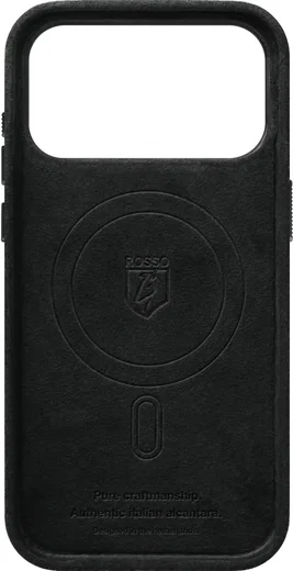 Rosso Avanti iPhone 18 Pro Hoesje Alcantara MagSafe Back Cover Donker Grijs afbeelding 7