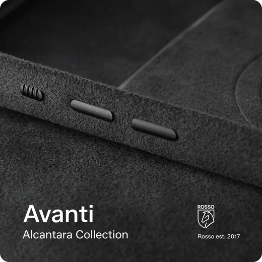 Rosso Avanti iPhone 18 Pro Hoesje Alcantara MagSafe Back Cover Cherry afbeelding 8
