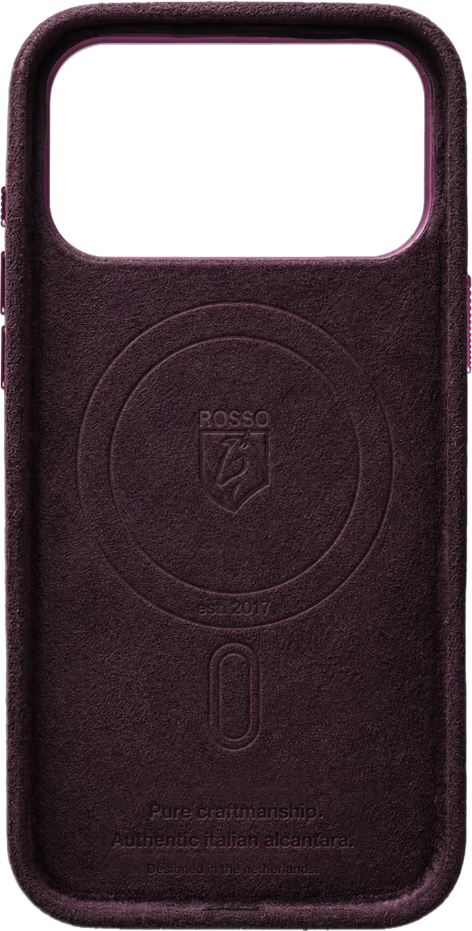 Rosso Avanti iPhone 18 Pro Hoesje Alcantara MagSafe Back Cover Cherry afbeelding 9