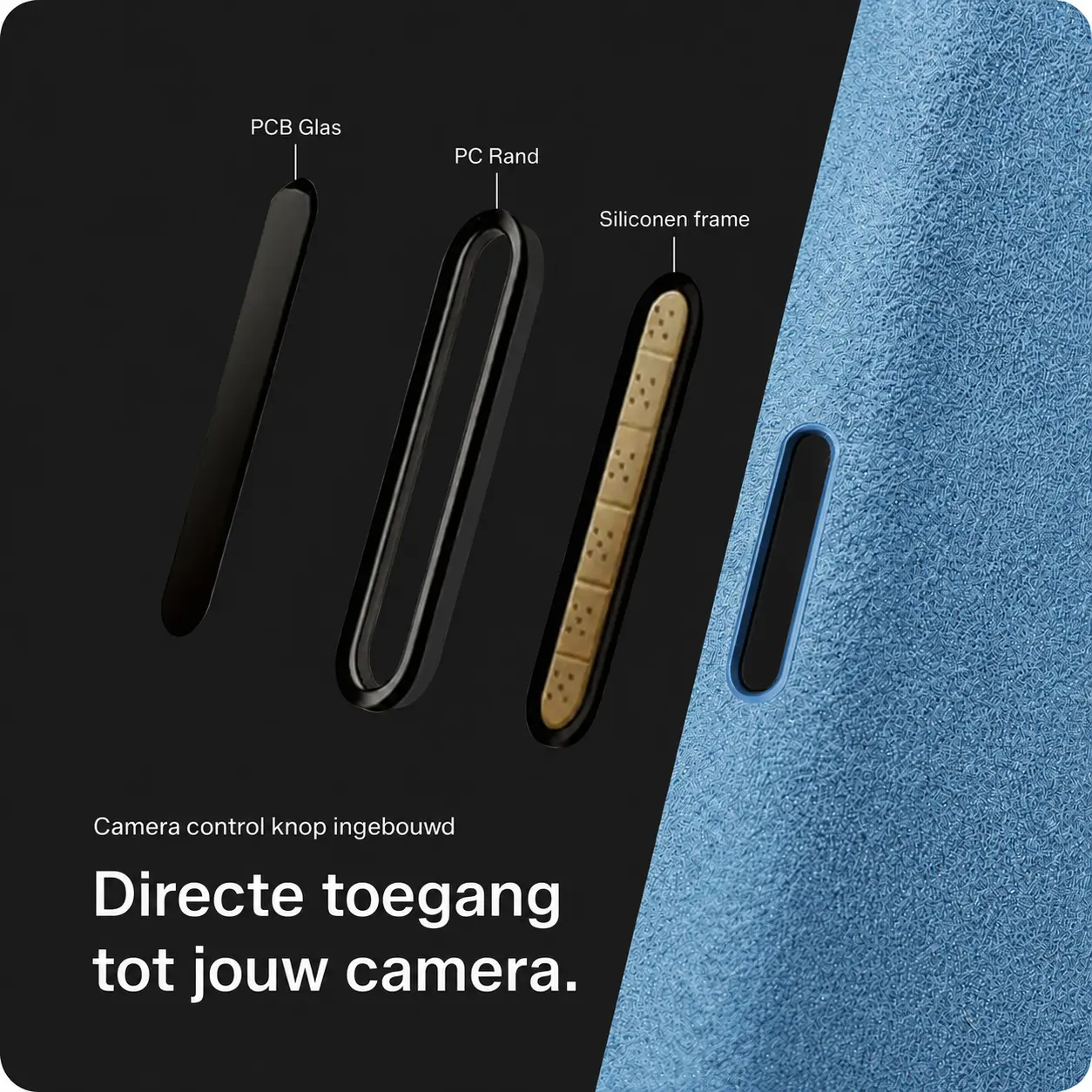Rosso Avanti iPhone 18 Pro Hoesje Alcantara MagSafe Back Cover Licht Blauw afbeelding 2