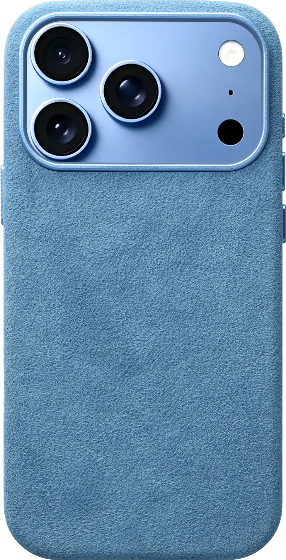 Rosso Avanti iPhone 18 Pro Hoesje Alcantara MagSafe Back Cover Licht Blauw afbeelding 1