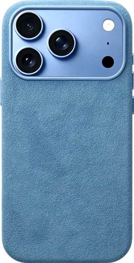 Rosso Avanti iPhone 18 Pro Hoesje Alcantara MagSafe Back Cover Licht Blauw afbeelding 1