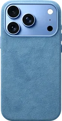 Rosso Avanti iPhone 18 Pro Hoesje Alcantara MagSafe Back Cover Licht Blauw afbeelding