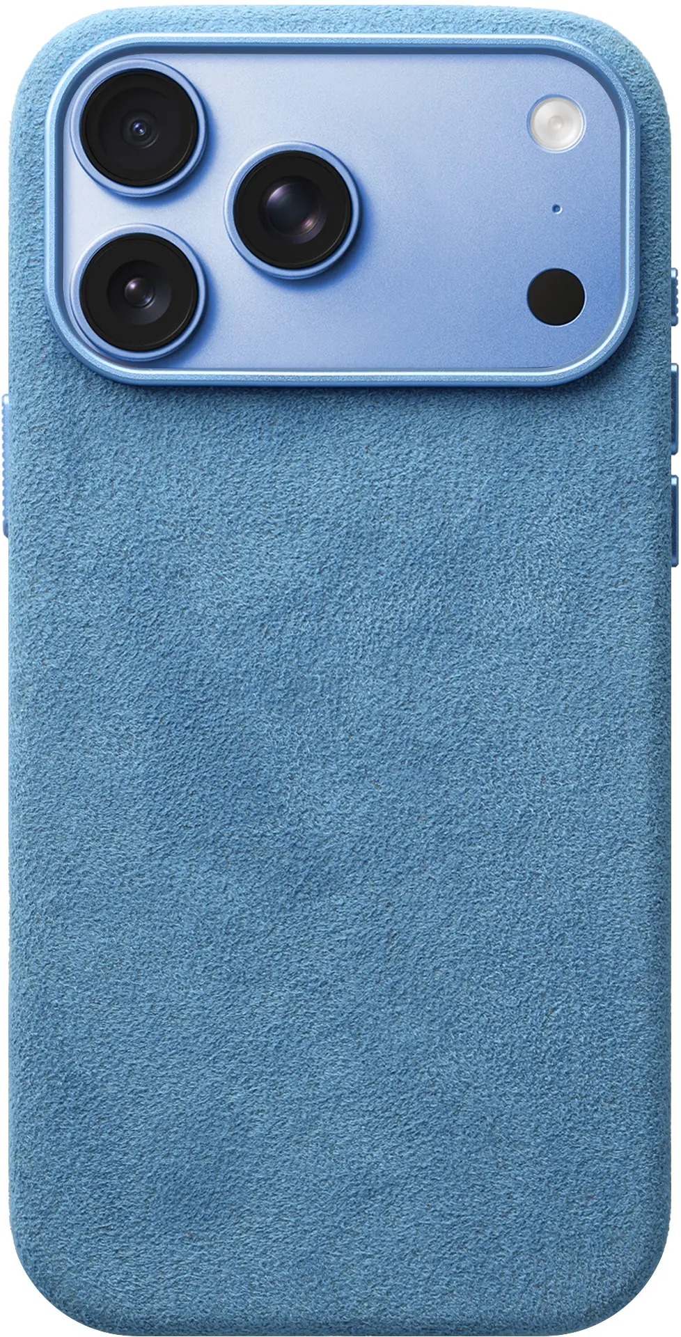 Rosso Avanti iPhone 18 Pro Hoesje Alcantara MagSafe Back Cover Licht Blauw afbeelding 1