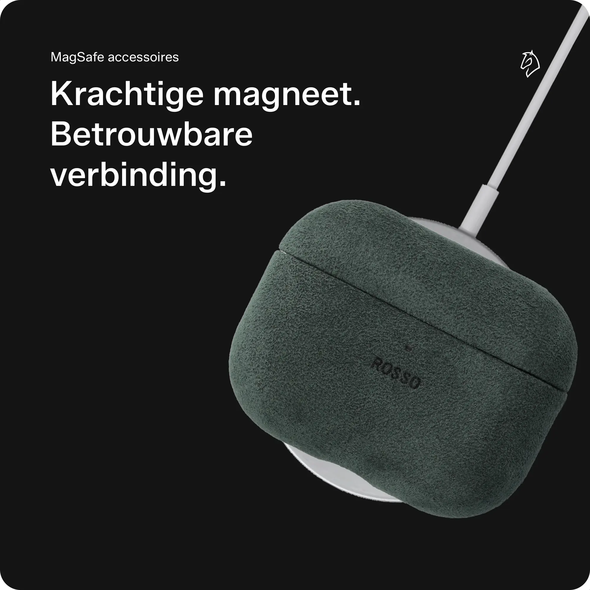 Rosso Avanti Apple AirPods 4 / 5 MagSafe Hoesje Alcantara Case Groen afbeelding 4